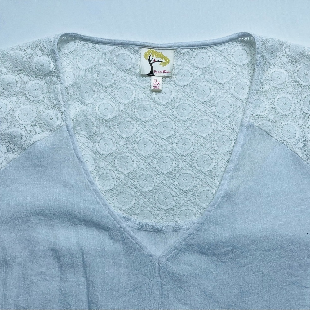 Fig & Flower Embroidered Tunic Womens 2XL Floral Boho Anthropologie Poly Rayon - Picture 6 of 14